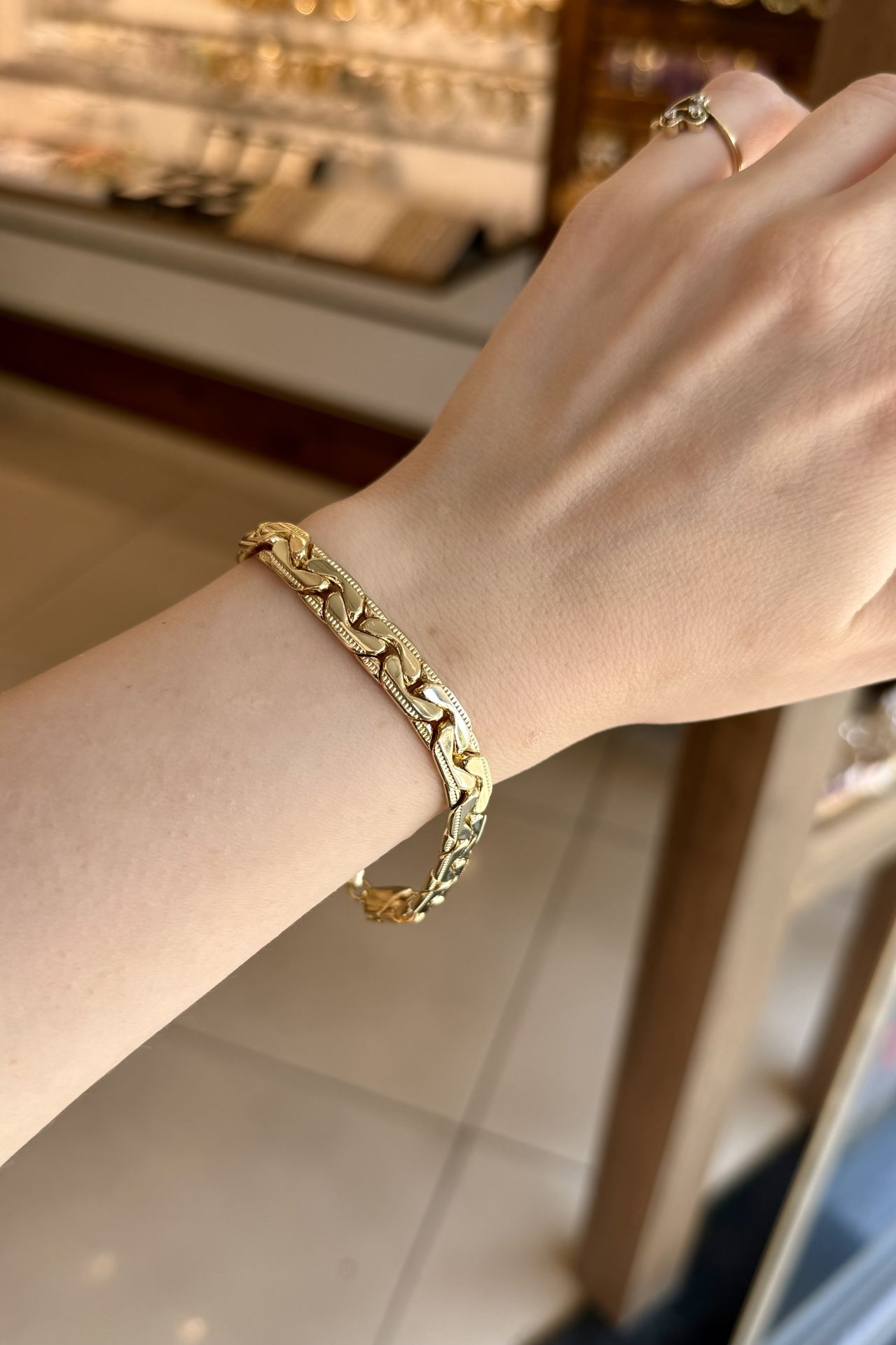 VIP Kalın Örgü Zincir Bileklik 19 + 3 cm 14K