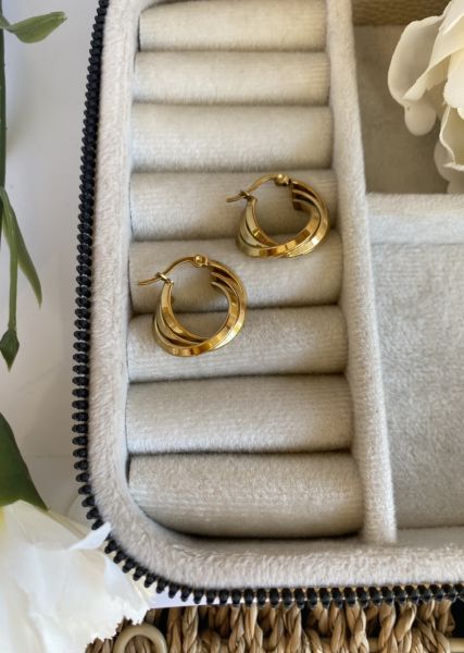 Çelik 3 Sıra Burma Halka Küpe