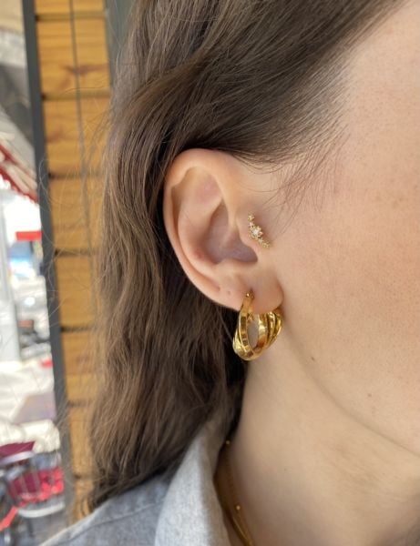 Çelik 3 Sıra Burma Halka Küpe