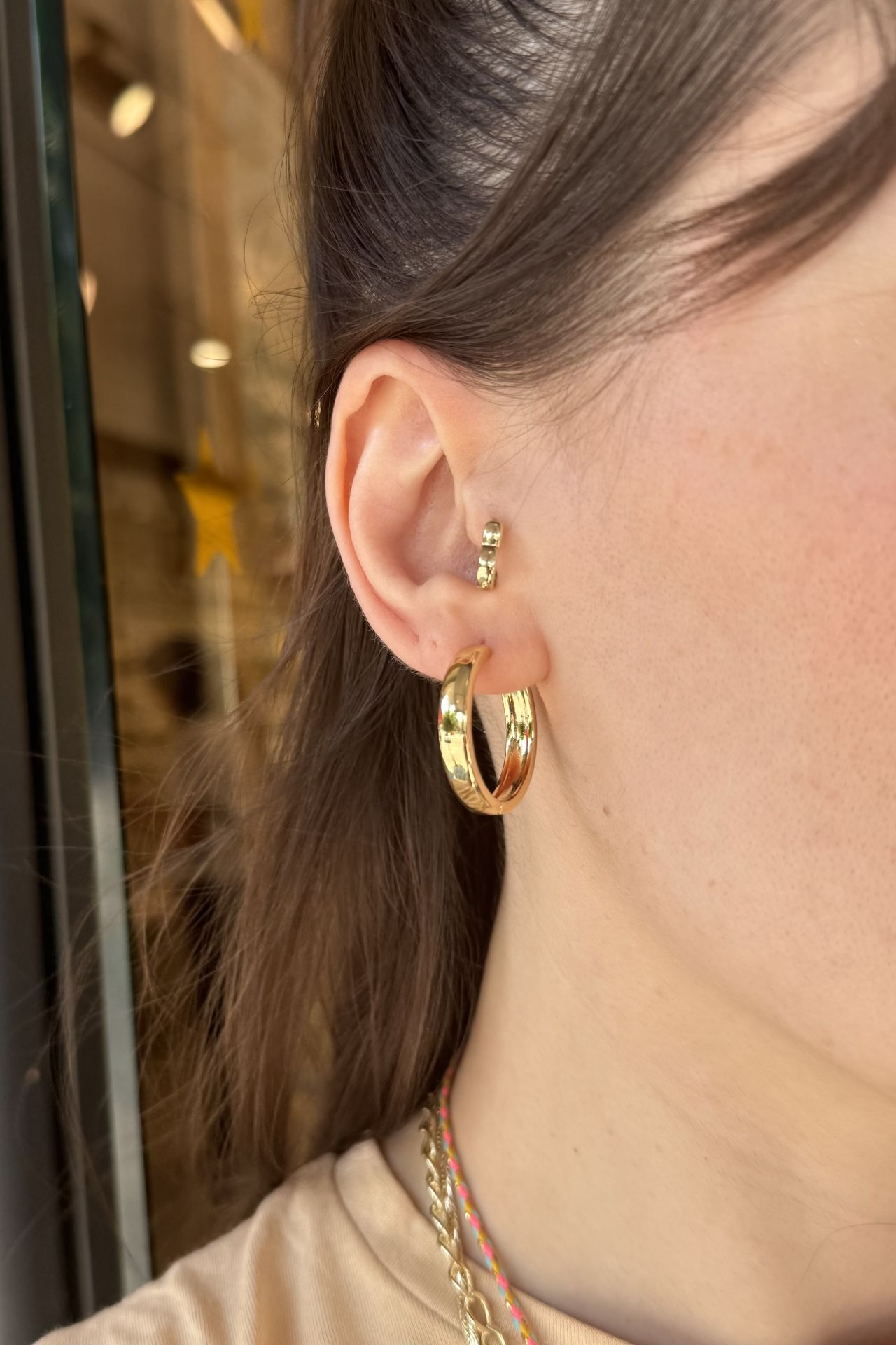 VIP Büyük Sade Halka Küpe 14K