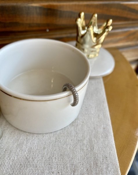 Beyaz Zirkon Taşlı Halka Earcuff Kıkırdak Küpe Gümüş Renk