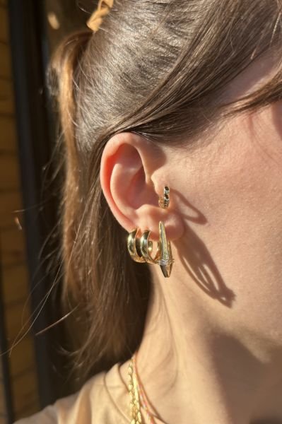 VIP Orta Boy Sade Halka Küpe 14K