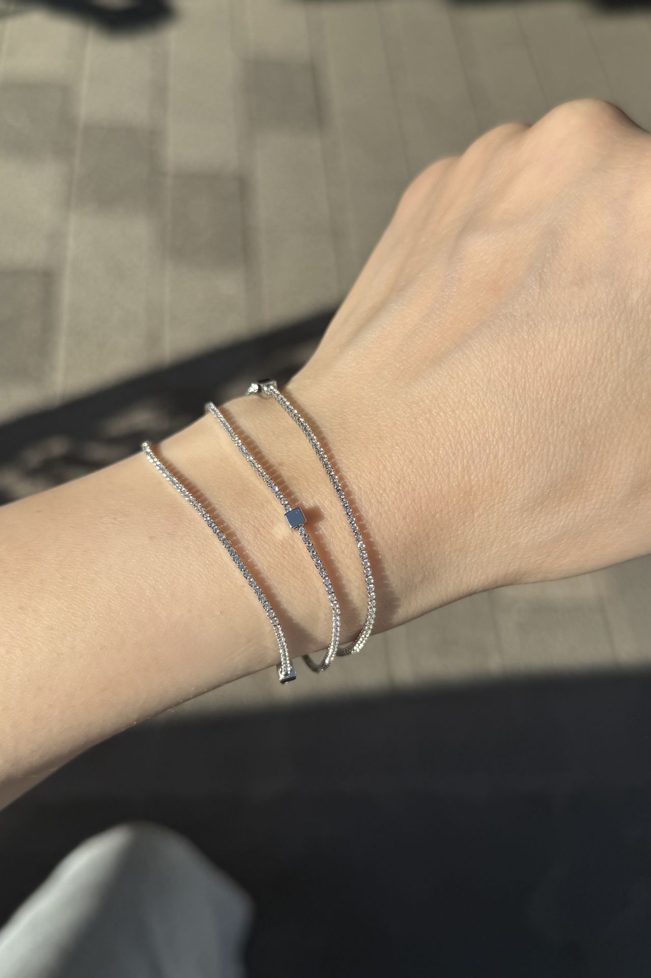 3 Sıralı Su Yolu Bileklik Küp Model Gümüş Renk